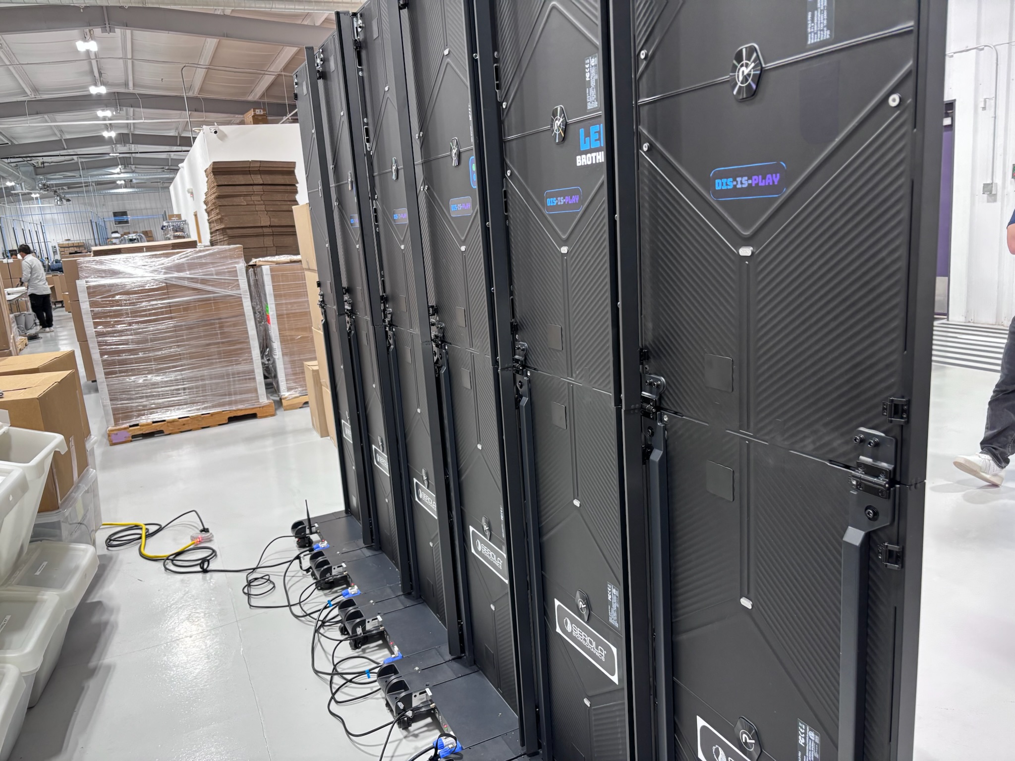 Full row of LED panels in our facility